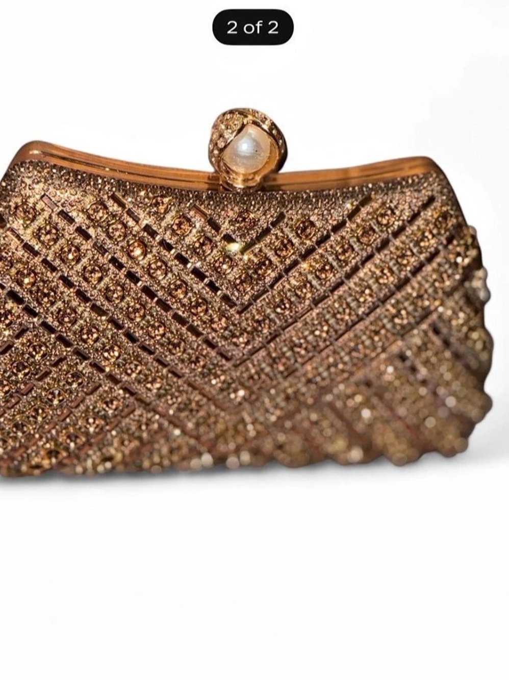 Geometric Clutch in Gold & Brown Like New
